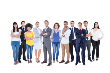 Digital png photo of many diverse people standing on transparent background