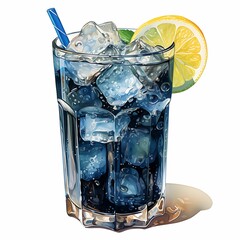 Watercolor of a Pepsi Drink Depicting the Bold and Refreshin on White Background Illustration 2D 