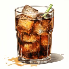 Watercolor_of_a_Coke_Drink_Capturing_the_Timeless_Appeal_and_on_White_Background_Illustration_2D_