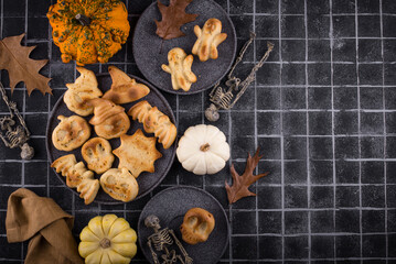 Halloween muffins in shape of bat and ghost
