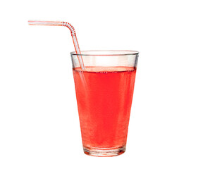 Close-up view watercolor illustration of a watermelon juice, isolated on white background.