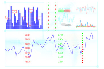 Digital png illustration of stock market charts on transparent background