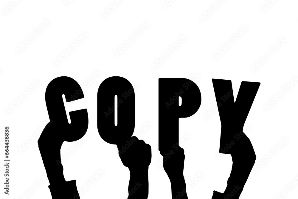 Poster digital png illustration of hands with copy text on transparent background