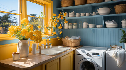 Bright and cheerful laundry room
