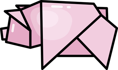 Pig origami illustration
