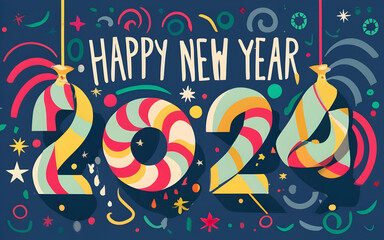 Happy new year 2024 design. Conceptual ads for New Year. Colorful style illustrations for poster, banner, greeting and new year 2024 celebration.