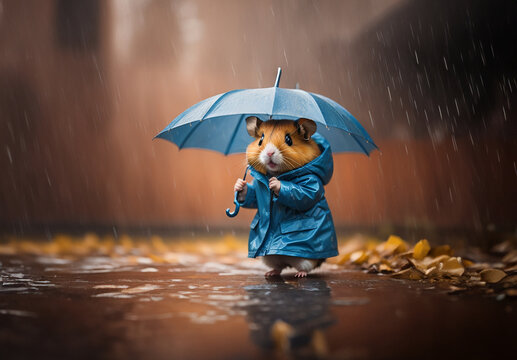 cute hammster with umbrella 