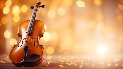 Music bokeh blurred background with violin with copy space