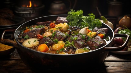 A Delicious Beef Broth with Bone-in Beef, Charred Vegetables