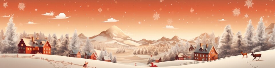 Christmas Tree Holiday Landscape Backdrop Horizontal Banner Generative AI - obrazy, fototapety, plakaty