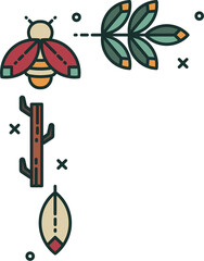 Digital png illustration of beetle, leaves and stick on transparent background
