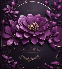 Purple Floral wedding invitation template