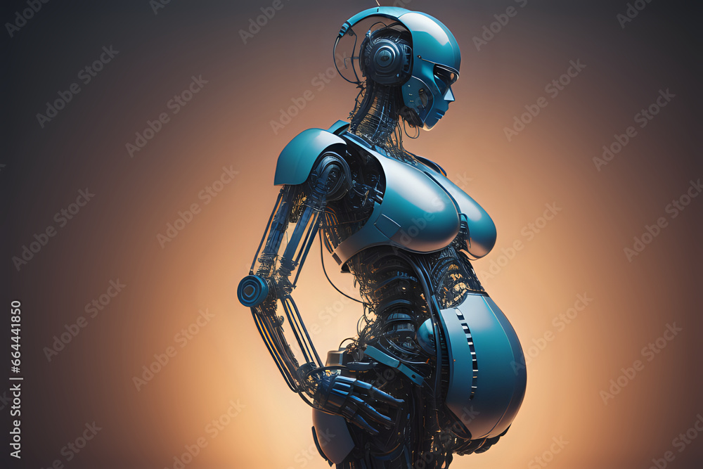 Sticker Artificial intelligence humanoid pregnant