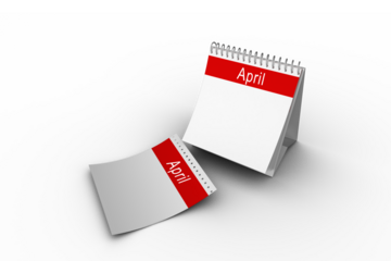 Digital png illustration of calendar with april empty cards on transparent background