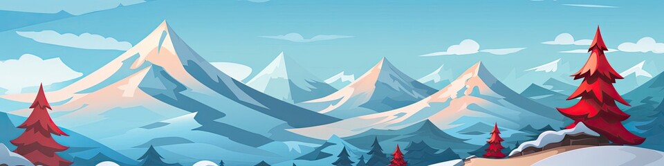 Christmas Tree Yuletide Landscape Background Horizontal Banner Generative AI