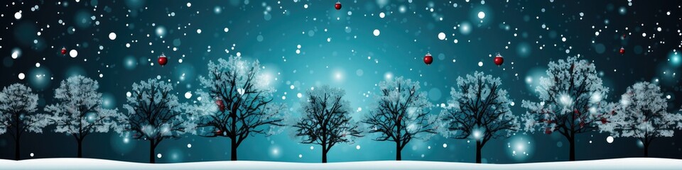 Fototapeta na wymiar Christmas Winter Landscape Background Horizontal Banner Generative AI