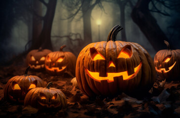 Halloween Pumpkins in the Haunted Forest