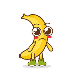 sad emoji banana character, fruit character vector. banana character illustration