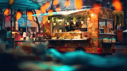 Fotobehang food truck in city festival , selective focus © Ziyan Yang