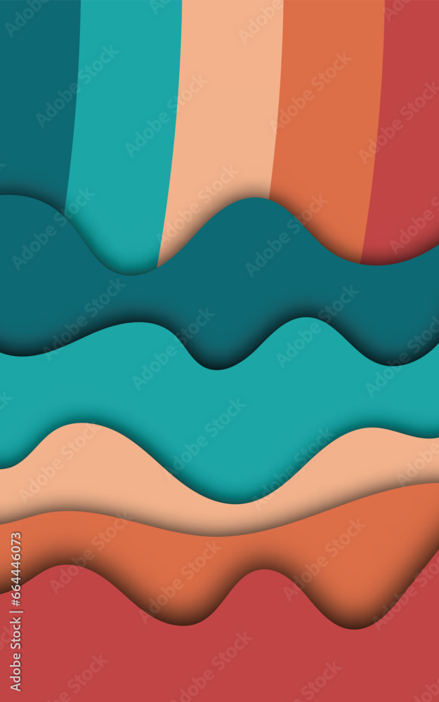 Poster Abstract Paper Cut  background. Minimal geometric colorful  background abstract design
