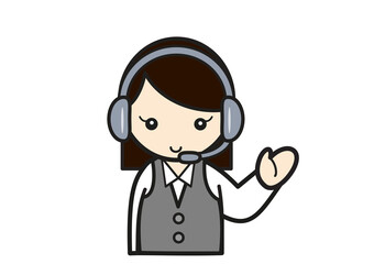 案内ポーズのコールセンターの女性