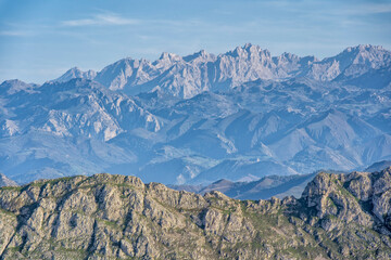 In the background you can see the mountains of the Picos de Europa National Park in northern Spain