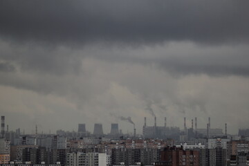 Fototapeta na wymiar chemical production plants in the city. the concept of environmental pollution