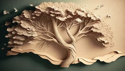 Foto op Plexiglas deep view feeling paper to real tree origami © Botisz