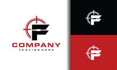 letter F bullet target logo