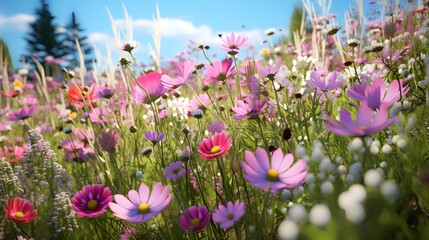 Obraz na płótnie Canvas Illustration of a flowers meadow in spring