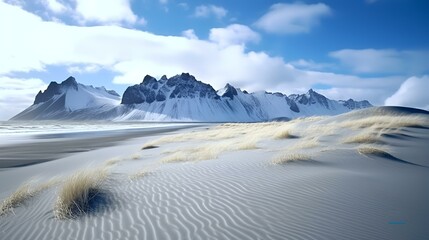 Sand dunes on the stokksness on southeastern iceland