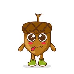 acorn character in sweet expression while sticking out her tongue