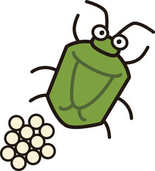 カメムシと卵のイラスト