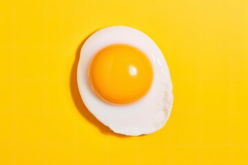 Fried egg on a yellow background.