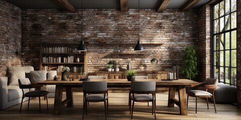 Generative ai illustration of modern apartment living room and leather sofa