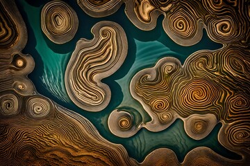 abstract background with waves, Aerial View of Abstract Natural Patterns on a Lake