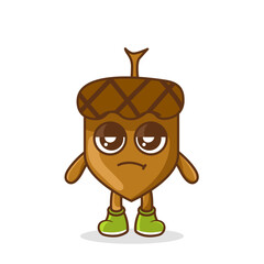 annoyed expression of the cute acorn fruit cartoon character