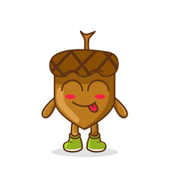 Cute acorn character is teasing and sticking out his tongue. eyes closed tongue out emoji