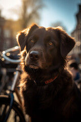A dog with a bicycle. AI Generated