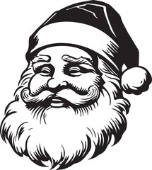 black and white portrait of Santa Claus