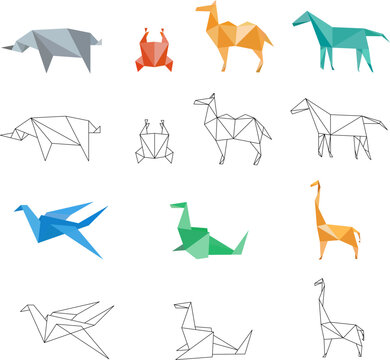 geometric animals made from triangles