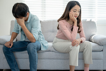 Divorce and quarrels. couples are desperate and disappointed after marriage. Husband and wife are sad, upset and frustrated after quarrels. distrust, love problems, betrayals. family problem.