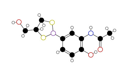 arsthinol molecule, structural chemical formula, ball-and-stick model, isolated image antiprotozoal agent