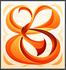 Fototapeta premium Abstract orange and red ribbon design on a white background.