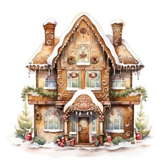 Fototapeta premium christmas gingerbread house with christmas decoration