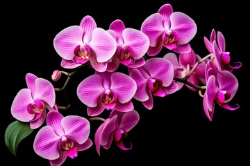Pink Orchid isolated on black background.
