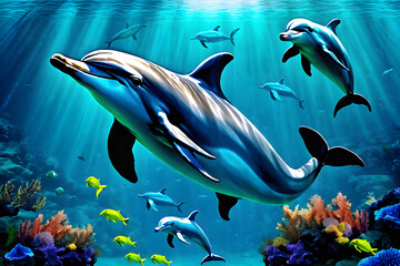 underwater dolphin, Generative AI
