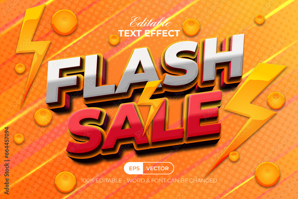 Aufkleber flash sale 3d text effect style. editable text effect.