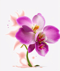 Fototapeta na wymiar Explosion of Orchid flower on a white background