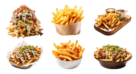 Set of French fries, Fast food  on a transparent background.